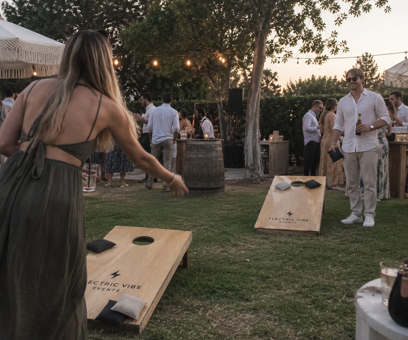 Giant garden games at an Electric Vibe event