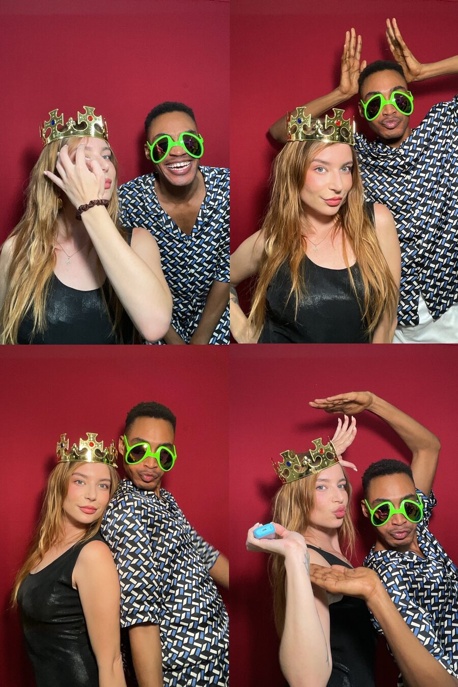 Guests in the Electric Vibe photo booth