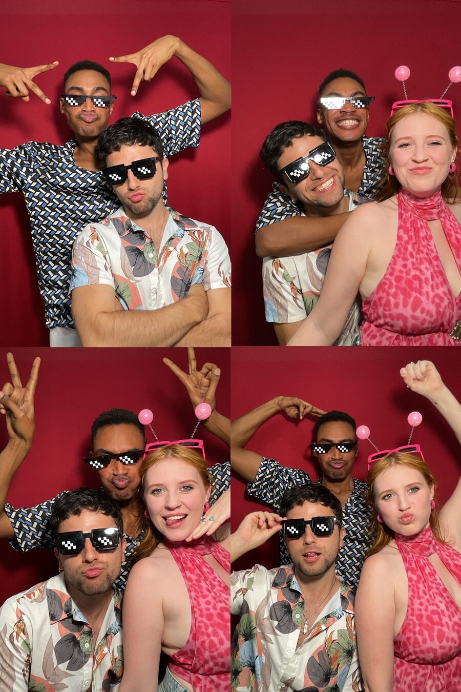 Guests in the Electric Vibe photo booth