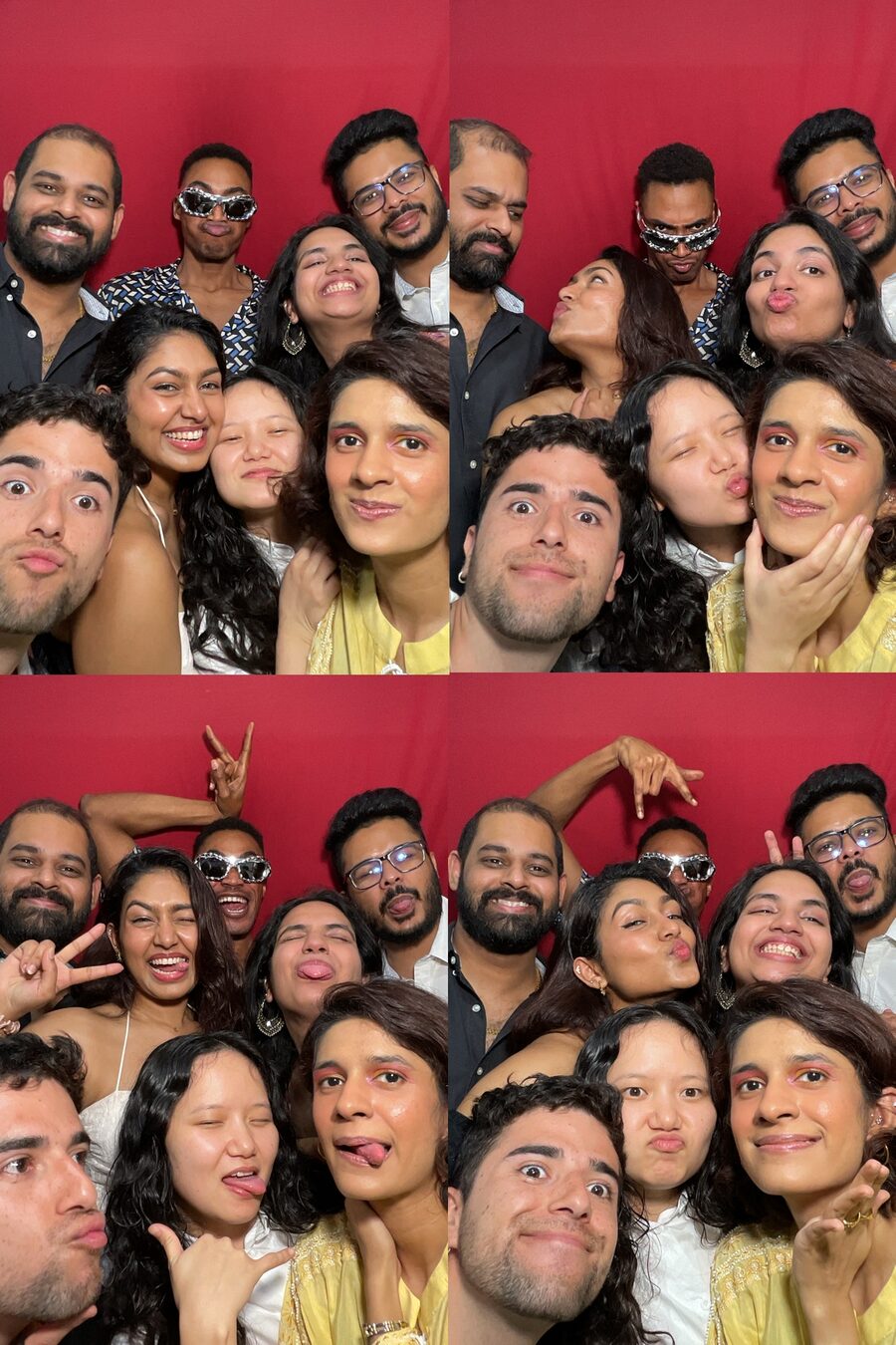 Guests in the Electric Vibe photo booth