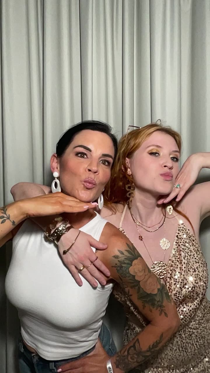 Guests posing in the photo booth